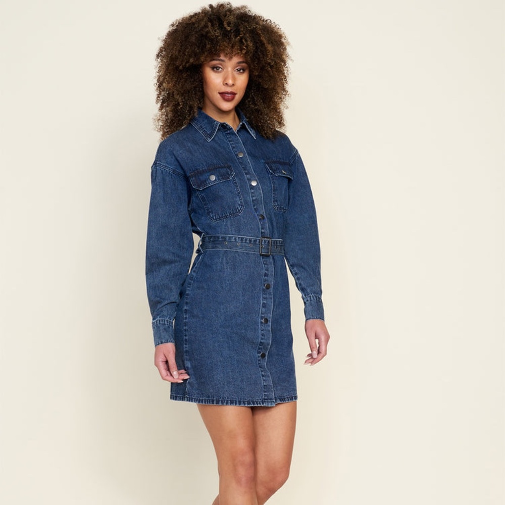 Alloy Apparel  l Nylah Denim Shirt Dress I  100% Cotton I  SZ: Medium/Tall